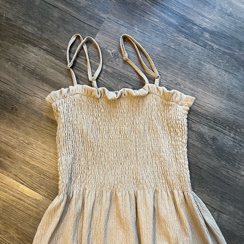 Beige Smocked Sundress